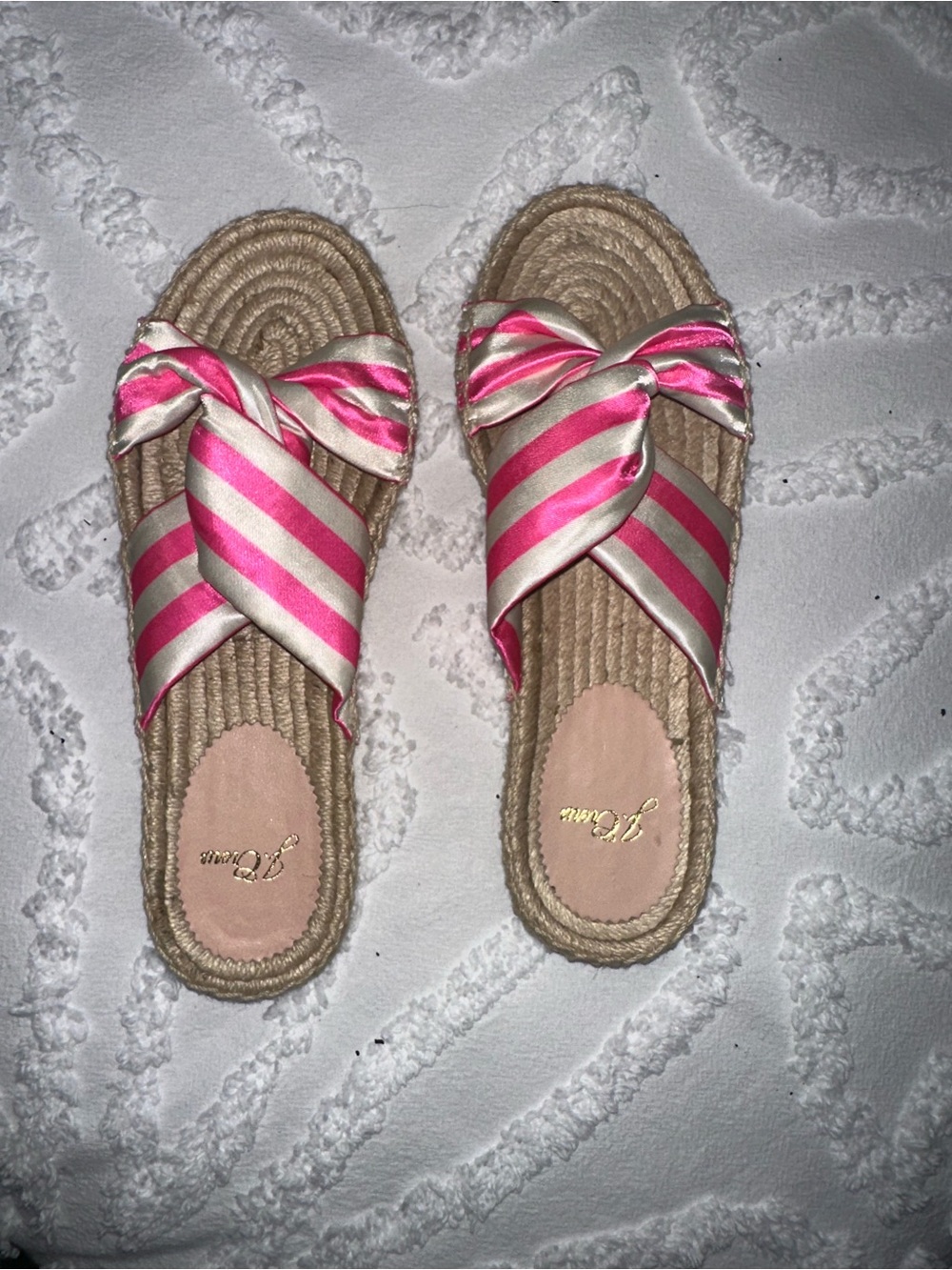 J Crew Twisted-Knot Espadrille Sandals in Pink Stripe